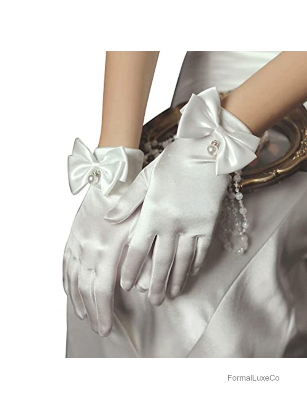 Satin Short Opera Gloves for Wedding Party Formal